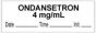 Anesthesia Tape with Date, Time & Initial (Removable) "Ondansetron 4 mg/ml" 1/2" x 500" White - 333 Imprints - 500 Inches per Roll
