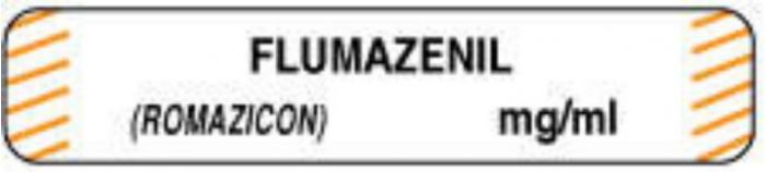 Anesthesia Label (Paper, Permanent) Flumazenil (Romazicon) 1 1/2" x 1/3" White with Orange - 1000 per Roll