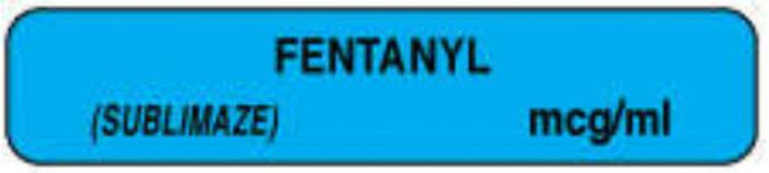 Anesthesia Label (Paper, Permanent) Fentanyl (Sublimaze) 1 1/2" x 1/3" Blue - 1000 per Roll