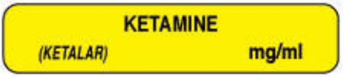Anesthesia Label (Paper, Permanent) Ketamine (Ketalar) 1 1/2" x 1/3" Yellow - 1000 per Roll