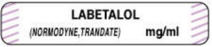 Anesthesia Label with Date, Time & Initial (Paper, Permanent) Labetalol (normodyne, 1 1/2" x 1/3" White with Violet - 1000 per Roll