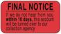 Label Paper Permanent Final Notice If We Do  1 5/8"x7/8" Fl. Red 1000 per Roll