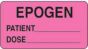 Label Paper Permanent Epogen Patient  1 5/8"x7/8" Fl. Pink 1000 per Roll