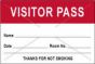 Visitor Pass Label Tamper-Evident Paper Permanent "Visitor Pass Name" 3" Core 3" x 2" Red, 1000 per Roll