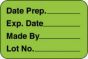 Communication Label (Paper, Permanent) Date Prep. 1 5/8" x 7/8" Fluorescent Green - 1000 per Roll