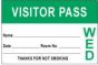 Visitor Pass Label Paper Removable "Visitor Pass Name" 3" x 2" Light Green, 1000 per Roll