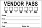 Visitor Pass Label Paper Removable "Vendor Pass S M T" 3" x 2" White, 1000 per Roll