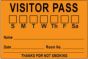Visitor Pass Label Paper Removable "Visitor Pass S M T" 3" Core 3" x 2" Fl. Orange, 1000 per Roll