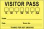 Visitor Pass Label Paper Removable "Visitor Pass S M T" 3" Core 3" x 2" Fl. Yellow, 1000 per Roll