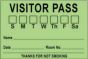 Visitor Pass Label Paper Removable "Visitor Pass S M T" 3" Core 3" x 2" Fl. Green, 1000 per Roll
