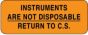 Label Paper Permanent Instruments Are Not, 2 1/4" x 7/8", Fl. Orange, 1000 per Roll