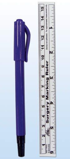 Sterile Skin Marking Pen Dual-Tip/Dual Ink Includes Ruler   Gentian Violet, 100 per Box