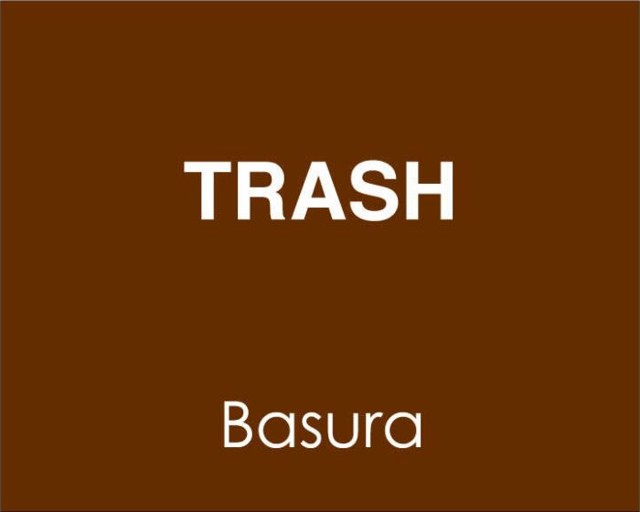 Label Paper Permanent Trash Basura 10" x 8", Brown, 50 per Package