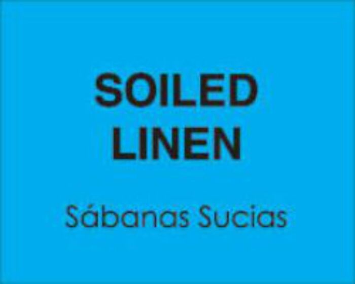 Label Paper Permanent Soiled Linen Sabanas, 10" x 8", Light Blue, 50 per Package