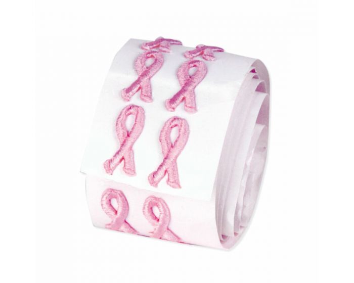 Mammography Marketing Aid Pink Ribbon Embroidery Sticker Pink, 100 per roll