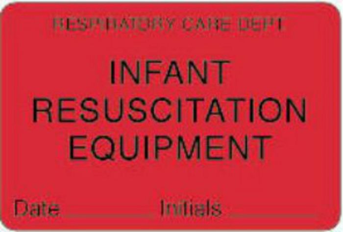 Label Paper Permanent Respiratory Care 3" x 2", Fl. Red, 500 per Roll