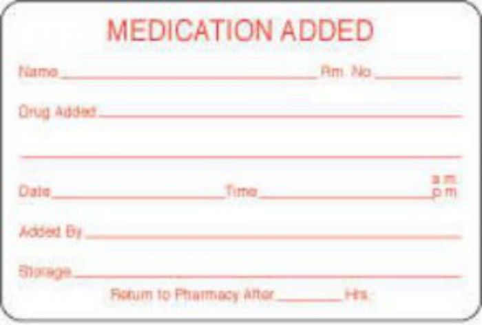 Label Paper Permanent Medication Added 3" x 2", White, 500 per Roll