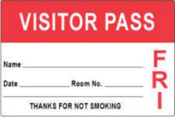 Visitor Pass Label Paper Removable "Visitor Pass Name" 3" x 2" Red, 1000 per Roll