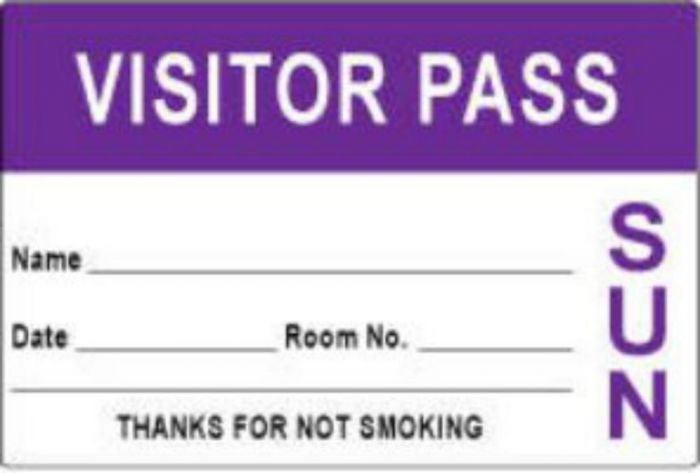 Visitor Pass Label Paper Removable "Visitor Pass Name" 3" x 2" Purple, 1000 per Roll