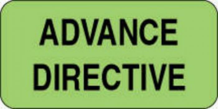Label Paper Permanent Advance Directive  2"x1" Fl. Green 1000 per Roll