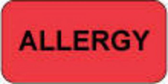 Label Paper Permanent Allergy  1 1/2"x3/4" Red 1000 per Roll