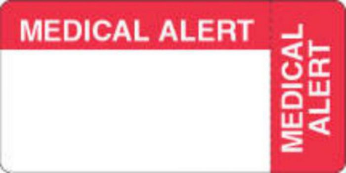 Label Wraparound Paper Removable Medical Alert 3-1/2" X 1-3/4" White with Red, 500 per Roll