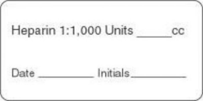 Label Paper Permanent Heparin 1":1,000  2"x1 White 1000 per Roll