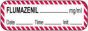 Anesthesia Label with Date, Time & Initial (Paper, Permanent) Flumazenil mg/ml 1 1/2" x 1/2" White with Fluorescent Red - 1000 per Roll