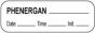 Anesthesia Label with Date, Time & Initial (Paper, Permanent) Phenergan 1 1/2" x 1/2" White - 1000 per Roll