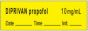 Anesthesia Tape with Date, Time & Initial | Tall-Man Lettering (Removable) Diprivan Propofol 1/2" x 500" - 333 Imprints - Yellow - 500 Inches per Roll