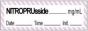 Anesthesia Tape with Date, Time & Initial | Tall-Man Lettering (Removable) Nitroprusside mg/ml 1/2" x 500" - 333 Imprints - White with Violet - 500 Inches per Roll