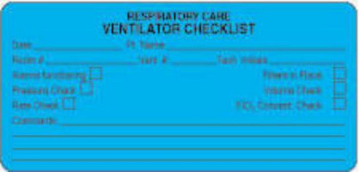 Label Paper Removable Respiratory Care 4" x 2", Blue, 250 per Roll