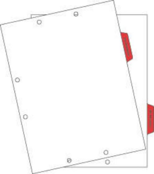 Filepro® Chart Divider Side Tab Position #2 or #4 "2nd Admission/9th Admission" 1/5 Cut Mylar Reinforced Tab Red 100# White 8-1/2"x11" - 300 per Box