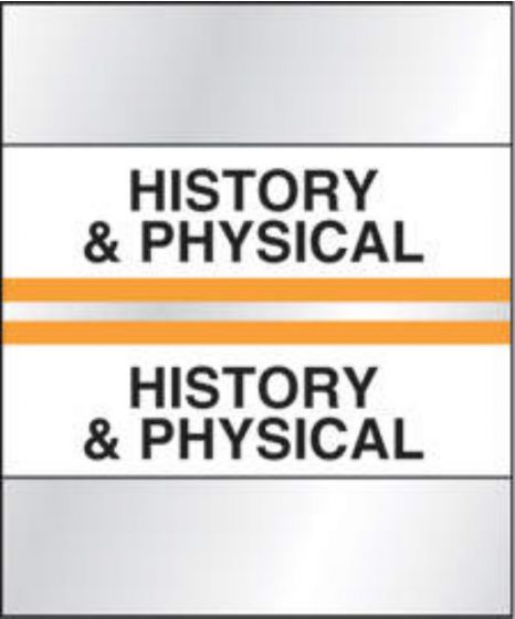 Chart Tab Paper History & Physical 1 1/4" x 1 1/2" Orange 100 per Package