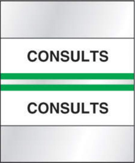 Chart Tab Paper Consults Consults 1 1/4" x 1 1/2" Green 100 per Package