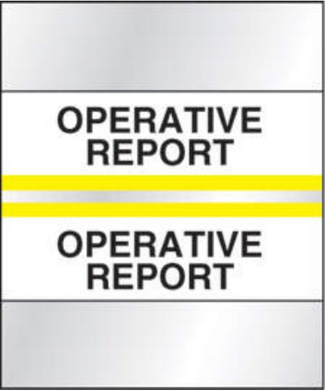 Chart Tab Paper Operative Report 1 1/4" x 1 1/2" Yellow 100 per Package