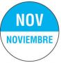 Label Paper Permanent NOV Noviembre, White and Blue, 1000 per Roll