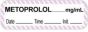 Anesthesia Label with Date, Time & Initial (Paper, Permanent) Metoprolol mg/ml 1 1/2" x 1/2" White with Violet - 1000 per Roll