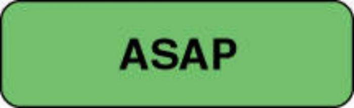 Lab Communication Label (Paper, Permanent) Asap  1 1/4"x3/8" Fluorescent Green - 1000 per Roll