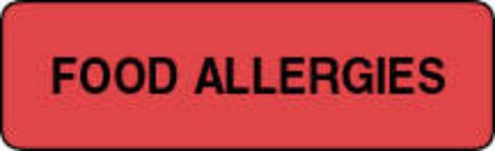 Label Paper Permanent Food Allergies  1 1/4"x3/8" Fl. Red 1000 per Roll
