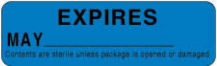 Label Paper Permanent Expires May  2 7/8"x7/8" Dark Blue 1000 per Roll