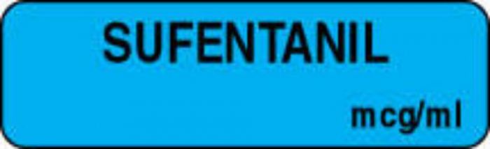 Anesthesia Label (Paper, Permanent) Sufentanil mcg/ml 1 1/4" x 3/8" Blue - 1000 per Roll