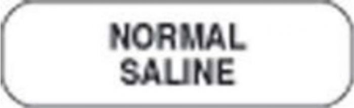 Communication Label (Paper, Permanent) Normal Saline 1 1/4" x 3/8" White - 1000 per Roll