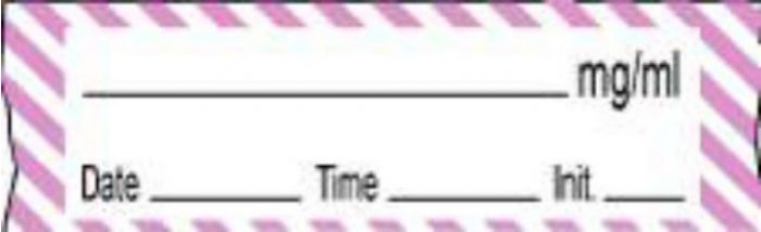 Anesthesia Tape with Date, Time & Initial (Removable) mg/ml 1/2" x 500" - 333 Imprints - White with Violet - 500 Inches per Roll