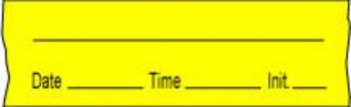 Anesthesia Tape with Date, Time & Initial (Removable) 1/2" x 500" - 333 Imprints - Yellow - 500 Inches per Roll