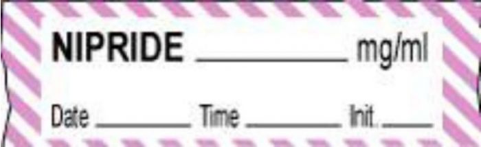 Anesthesia Tape with Date, Time & Initial (Removable) Nipride mg/ml 1/2" x 500" - 333 Imprints - White with Violet - 500 Inches per Roll
