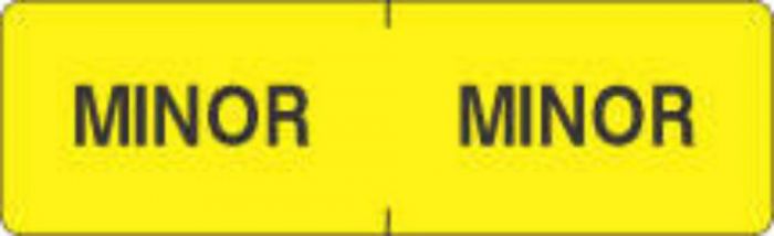 Label Wraparound Paper Permanent Minor 2-7/8" X 7/8" Yellow, 1000 per Roll