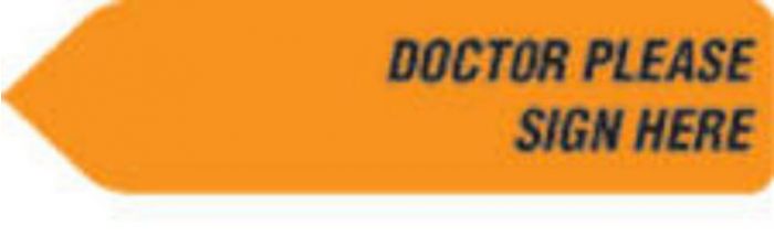 Spee-D-Point™ Flags & Tags "Doctor Please Sign Here" Orange Removable 9/16" x 2-1/4", 150 per Pack