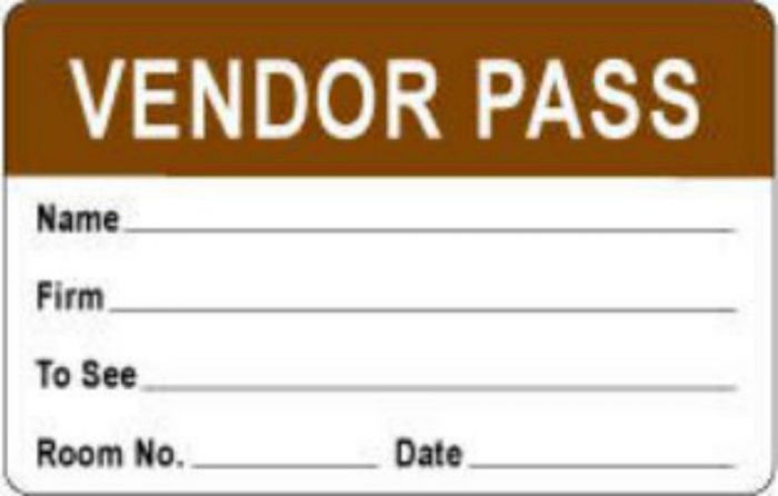 Label Paper Removable Vendor Pass 2 3/4 " x 1", 3/4", Brown, 1000 per Roll