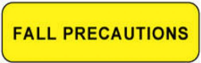 Label Paper Removable Fall Precautions 1 1/4" x 3/8", Yellow, 1000 per Roll